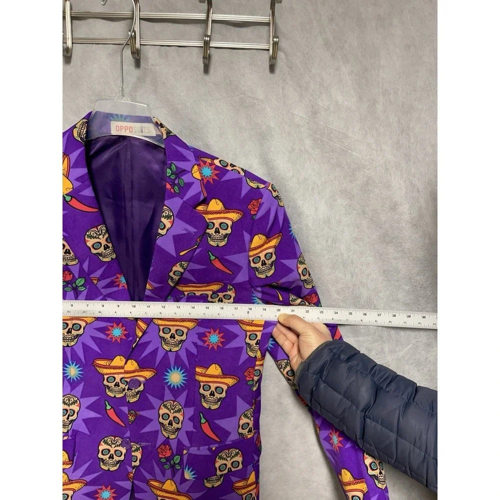 NWOT Oppo Blazer Men 38R Purple Day of the Dead Día De Muertos Halloween Jacket